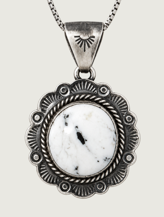 Sterling Silver White Buffalo Pendant