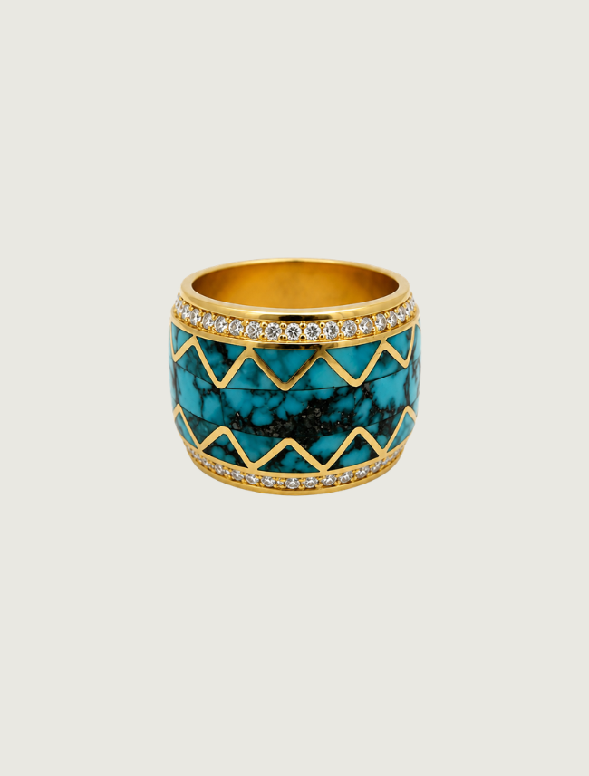 14K YG Kingman TQ & DIA Ring D: 0.80ct