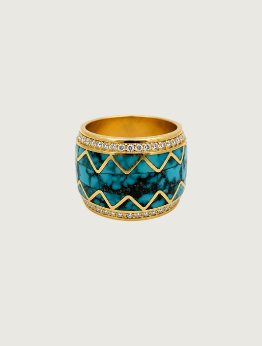 14K YG Kingman TQ & DIA Ring D: 0.80ct