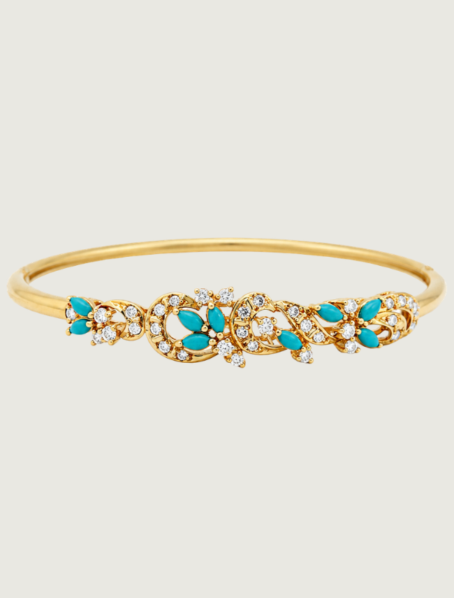 18K Yellow Gold Turquoise & Diamond Bracelet