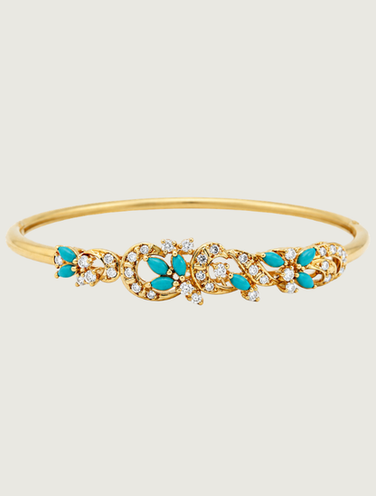 18K Yellow Gold Turquoise & Diamond Bracelet