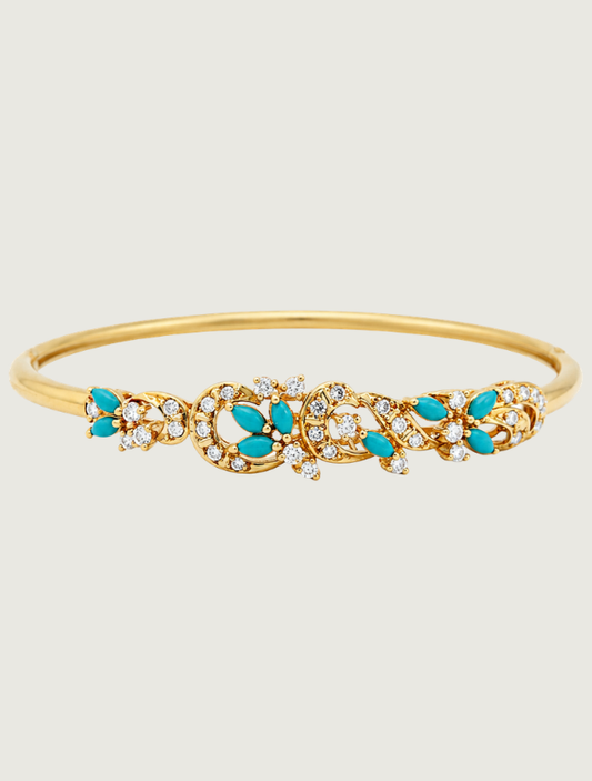 18K Yellow Gold Turquoise & Diamond Bracelet