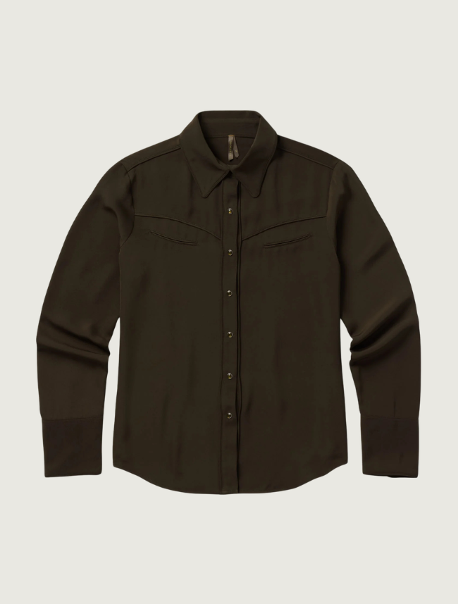 Stetson Brown Twill Snap Front Western Shirt