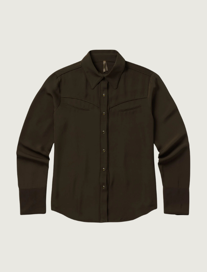 Stetson Brown Twill Snap Front Western Shirt