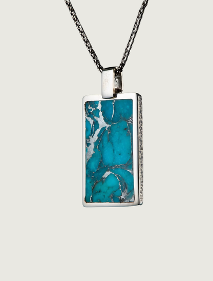William Henry Sterling Silver Pendant Necklace with 'Zinc Matrix' Kingman Turquoise Inlay