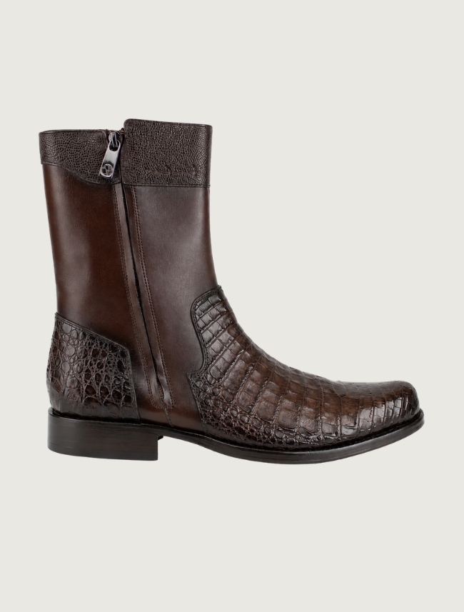Cuadra Brown Round Toe Caiman Zipper Cowboy Boots