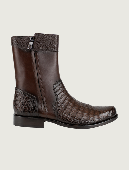 Cuadra Brown Round Toe Caiman Zipper Cowboy Boots