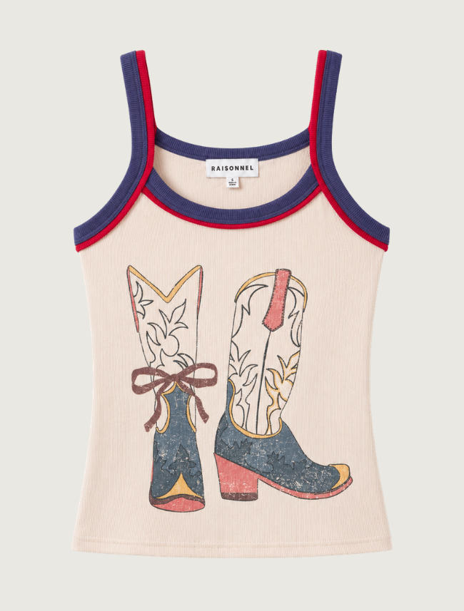 Raisonnel Vintage Cowboy Boots Ribbed Tank