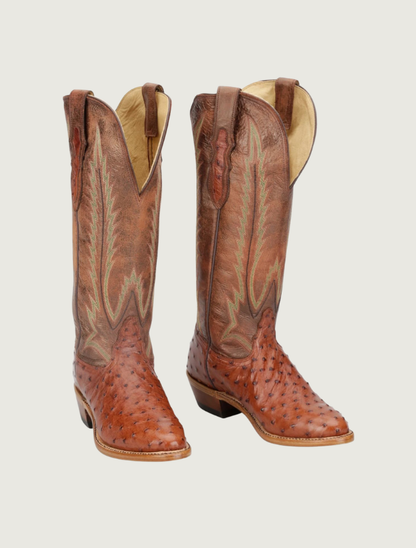 Tony Lama Quintana 15" FQ Ostrich Cowgirl Boots in Cognac