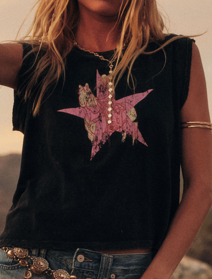 Promesa Cowgirl Star Vintage-Wash Sleeveless Tee