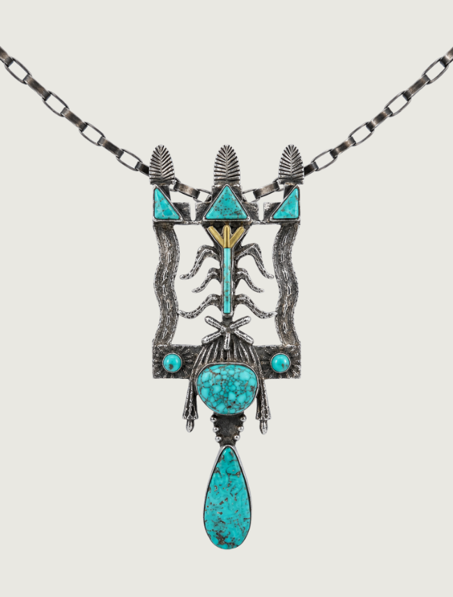 Gerald Lomaventema Sterling Silver & Turquoise Pendant
