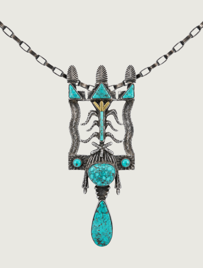 Gerald Lomaventema Sterling Silver & Turquoise Pendant