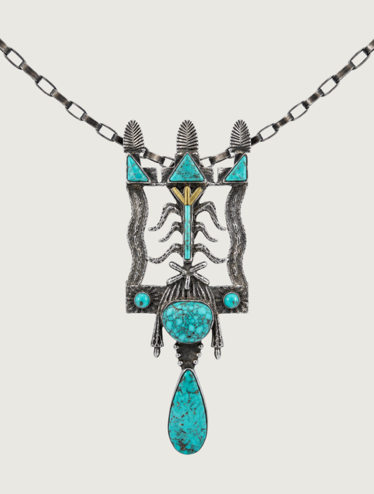 Gerald Lomaventema Sterling Silver & Turquoise Pendant