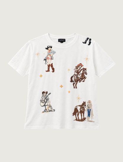 Mavericks Vintage Cowgirl Embroidered Tee
