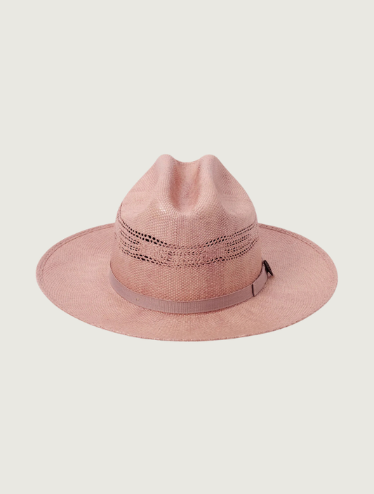 Stetson Redwood Bangora straw cowboy hat in apricot — front view