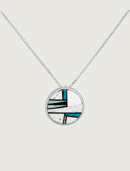 Sterling Silver Multi Inlay Pendant
