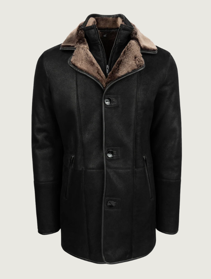 Pinto Ranch Black/Brown Shearling Coat