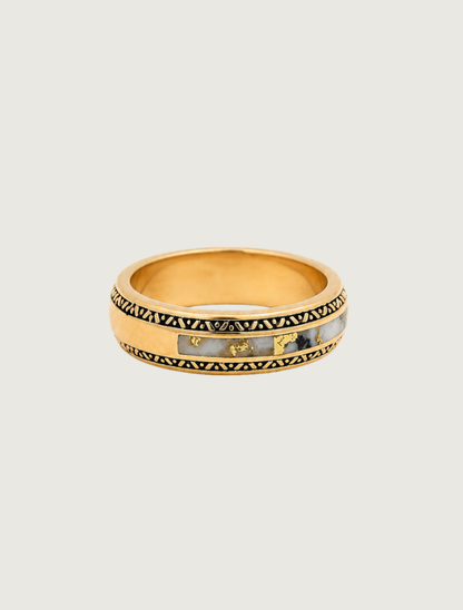 14K Yellow Gold & Gold Quartz Inlay Band