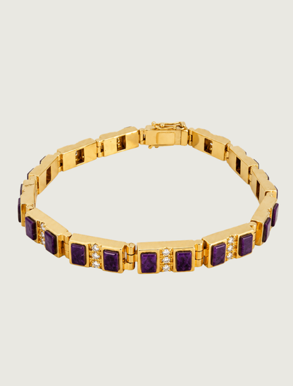 14K Yellow Gold Diamond & Sugilite Bracelet