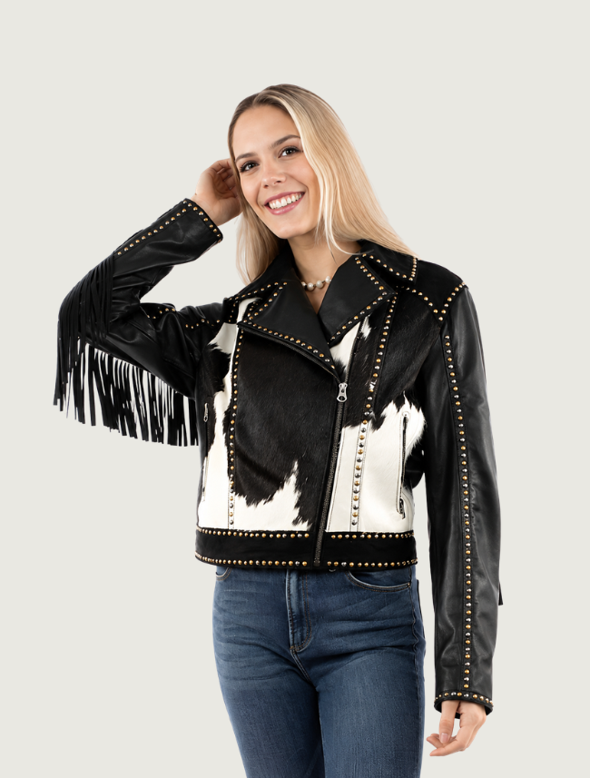 Mavericks Women's Studs & Cowhide Leather Jacket