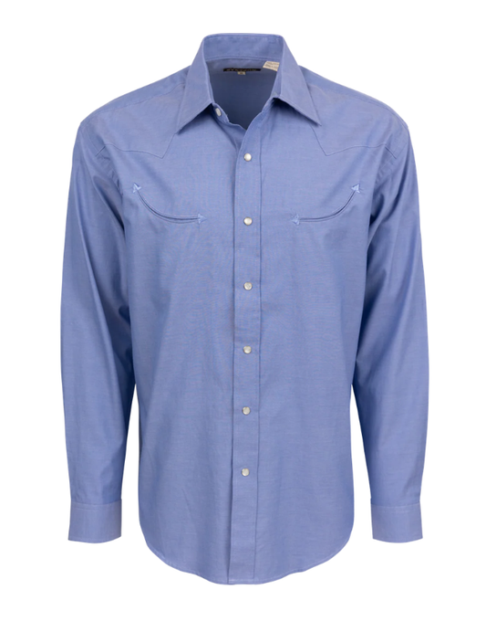 Stetson Men's Oxford Snap Front Shirt in Blue