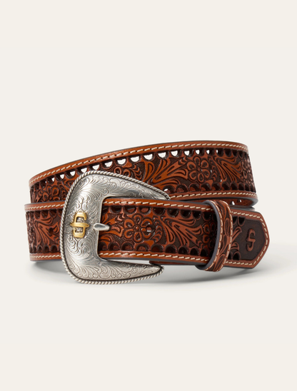 Stetson Women's Women's Tooled Belt in Natural