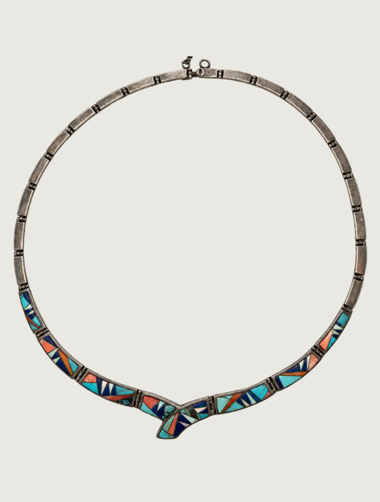 Ferris Sterling Silver Multicolor Inlay Necklace