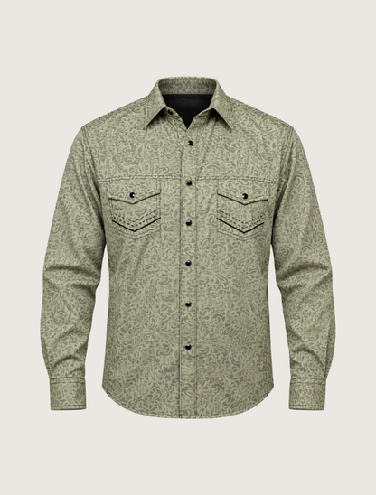 Scully Men's Signature Stripe Print Shirt in Sage