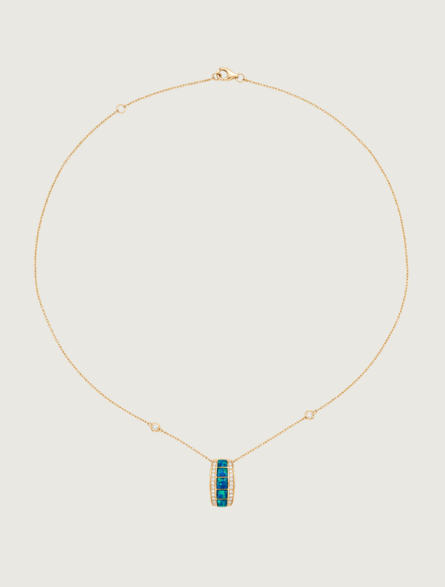 14K Yellow Gold Opal Inlay Pendant