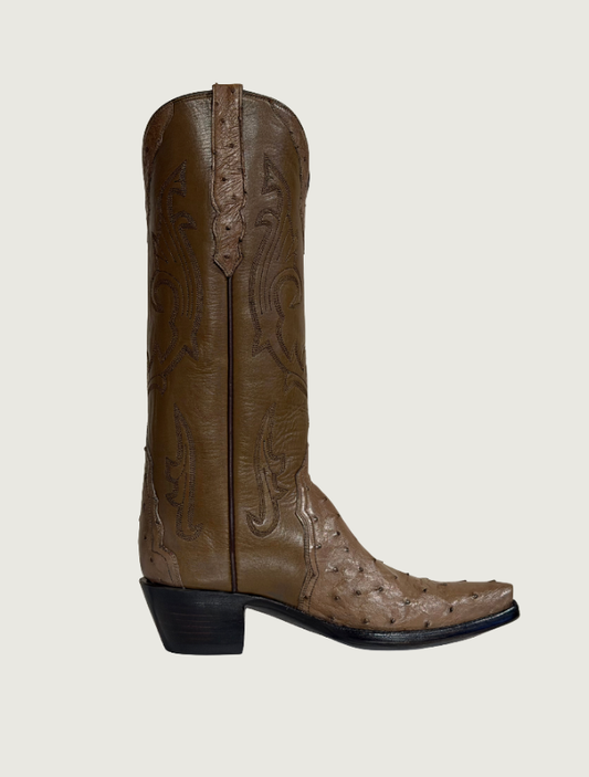 Stallion Ostrich & Buffalo Calf 14" Gallegos Cowgirl Boots in Mouse