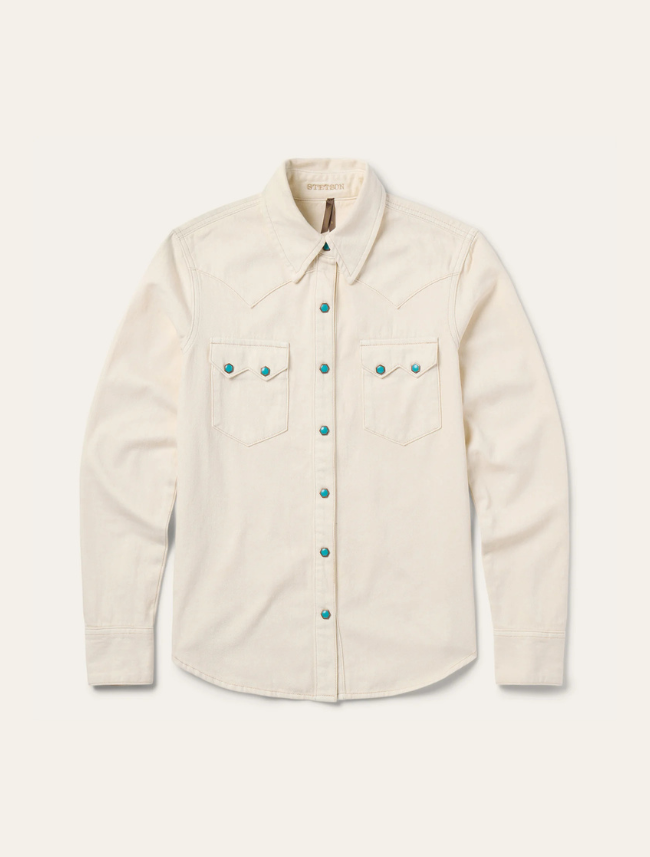 Stetson Women's Turquoise Snap Western Denim Shirt
