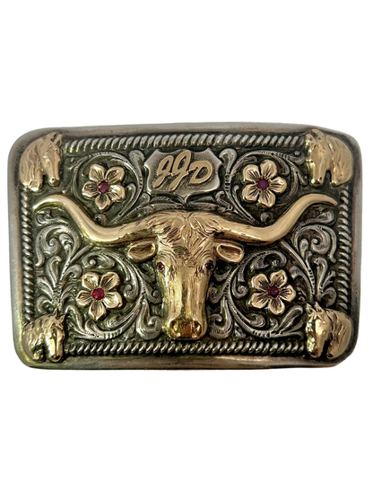 Edward H. Bolin Sterling Silver & 14K Gold Longhorn Belt Buckle