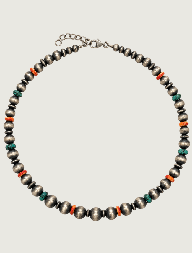 Silver Spiny Oyster Shell Beaded Necklace