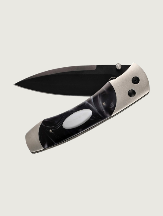 William Henry Titanium Pocket Knife with Black Acrylic Resin and Stainless Steel Blade