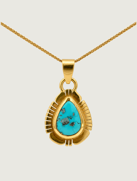 14K Yellow Gold Kingman Turquoise Pendant