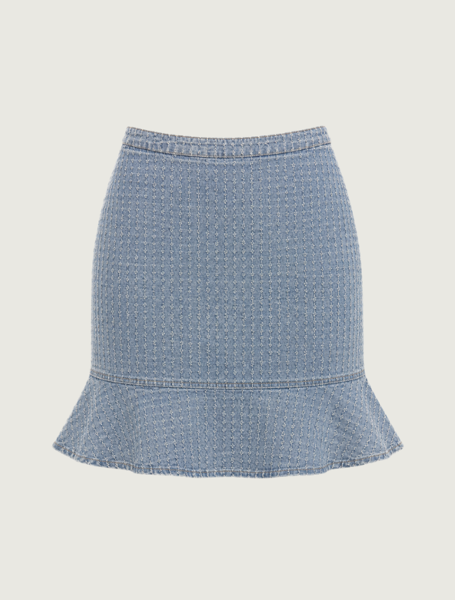 Scully Women's Light Blue Denim Peplum Hem Mini Skirt