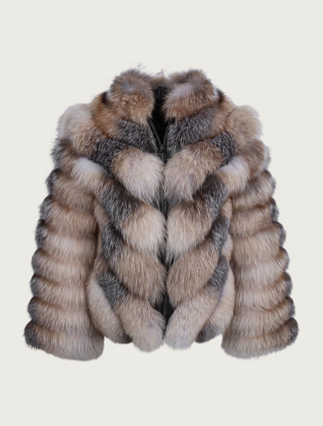 Pinto Ranch Tri-Colored Fox Fur Jacket