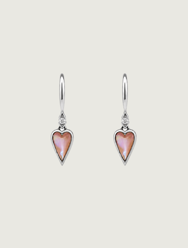 Kabana Rhodium-Plated Sterling Silver Mother of Pearl Heart Earrings