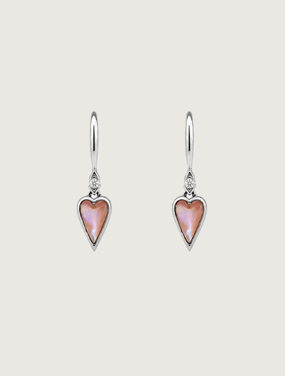 Kabana Rhodium-Plated Sterling Silver Mother of Pearl Heart Earrings