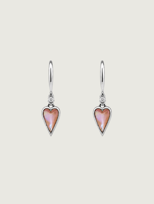 Kabana Rhodium-Plated Sterling Silver Mother of Pearl Heart Earrings