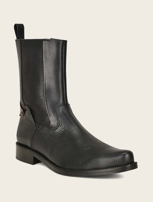 Cuadra Men's Black Deer Leather Zipper Dress Boots