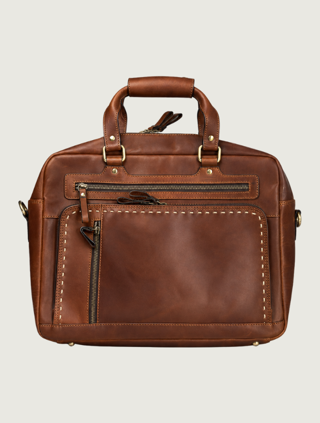 Mavericks Brown Leather Messenger Briefcase