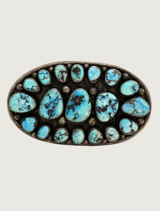 Kathleen Livingston Sterling Silver Turquoise Belt Buckle