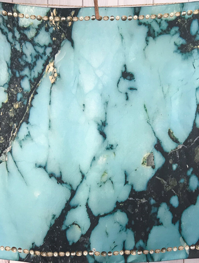Fringe Scarves "Kingman Turquoise" Silk Scarf