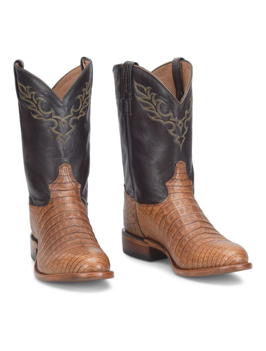Tony Lama Delmonte 11" Caiman Cowboy Boots in Brandy