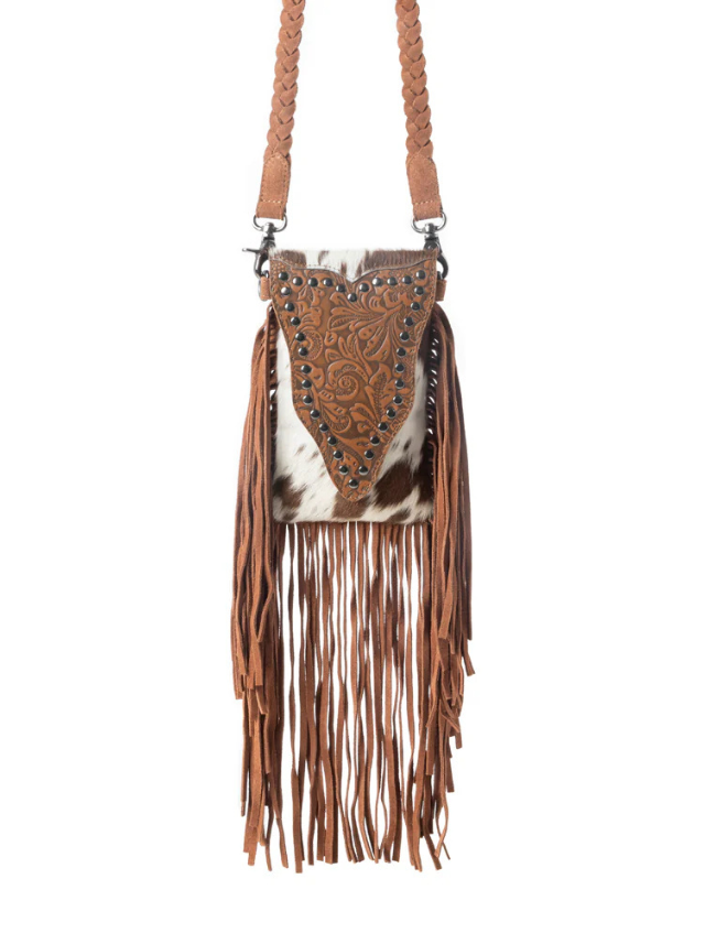 Myra Dusk & Dust Fringe Leather in Brown & White