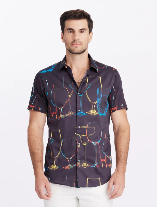 Robert Graham Men's Neon Nights Short Sleeve Button Down Shirt