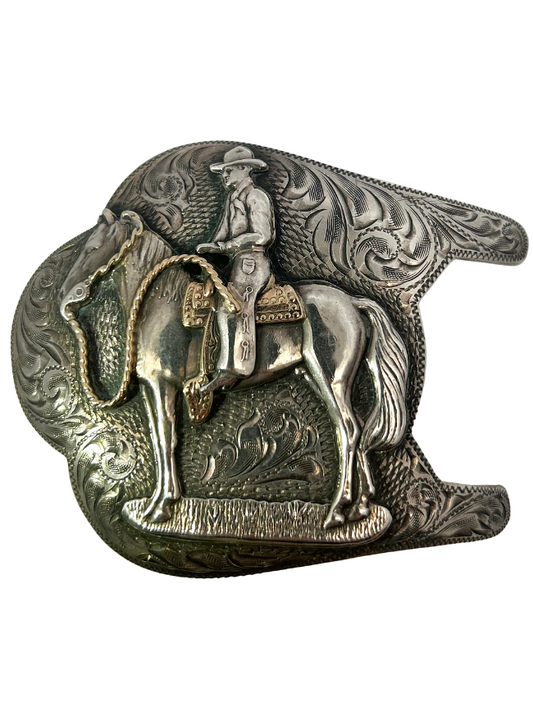C.H. Sterling Silver / 14K Gold Comstock Heritage Belt Buckle