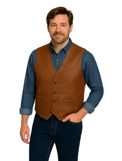 Men's Snap Front Lambskin Vest