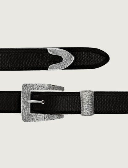 Clint Orms Cochran 1400 Sterling Hand Hammered Dress Buckle Set